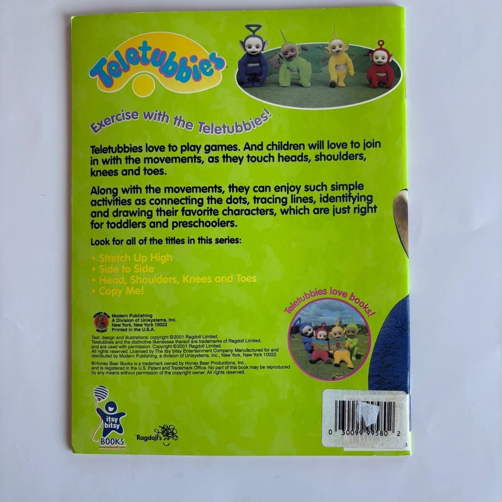 Vintage 2001 Teletubbies Coloring Activity Book Head Shoulders‎ Knees & Toes NEW